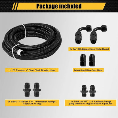 Automatic Transmission Cooler Lines Hose Kit for 4L60E & 4L65E AN6 Transmissions