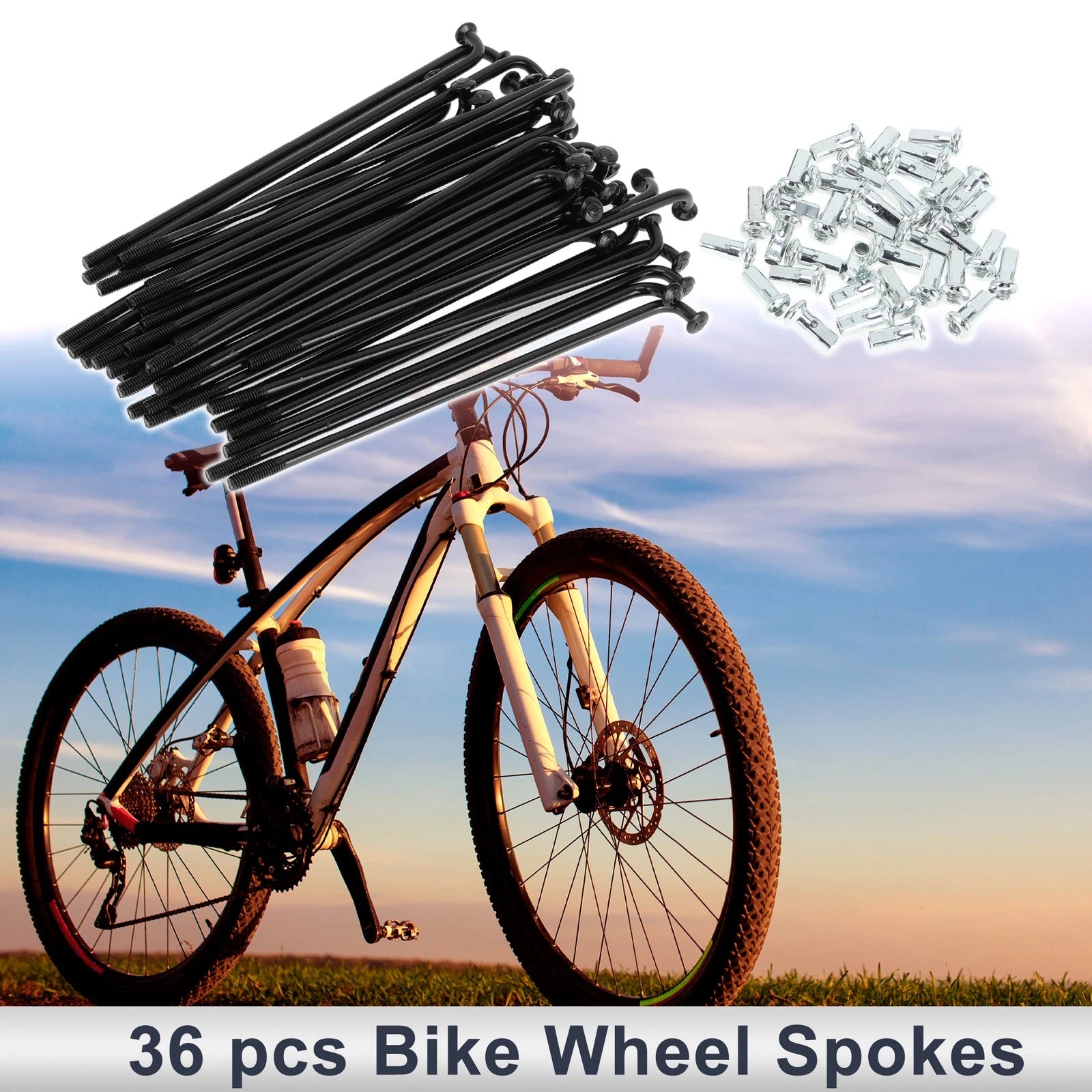 Bicycle Spokes Nipple Set 12G 94mm Carbon Steel Black Universal