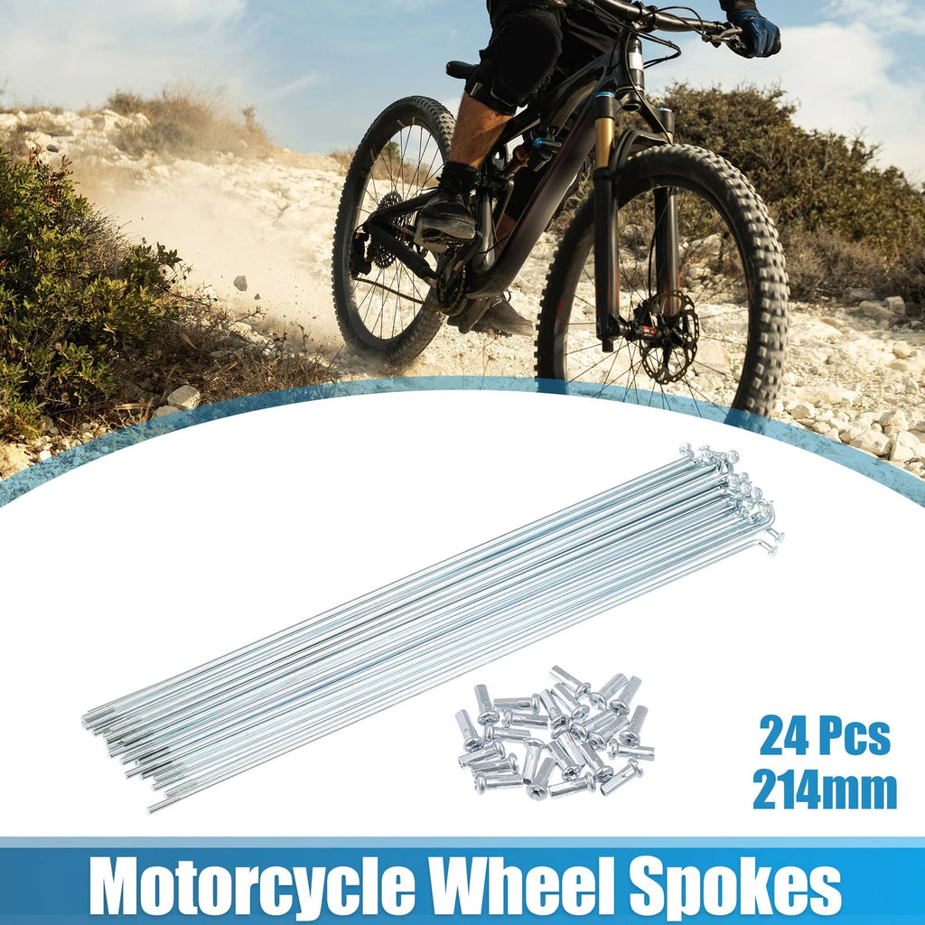 13G J Bend Bicycle Spokes Galvanized 214mm with Nipples 24pcs for Universal