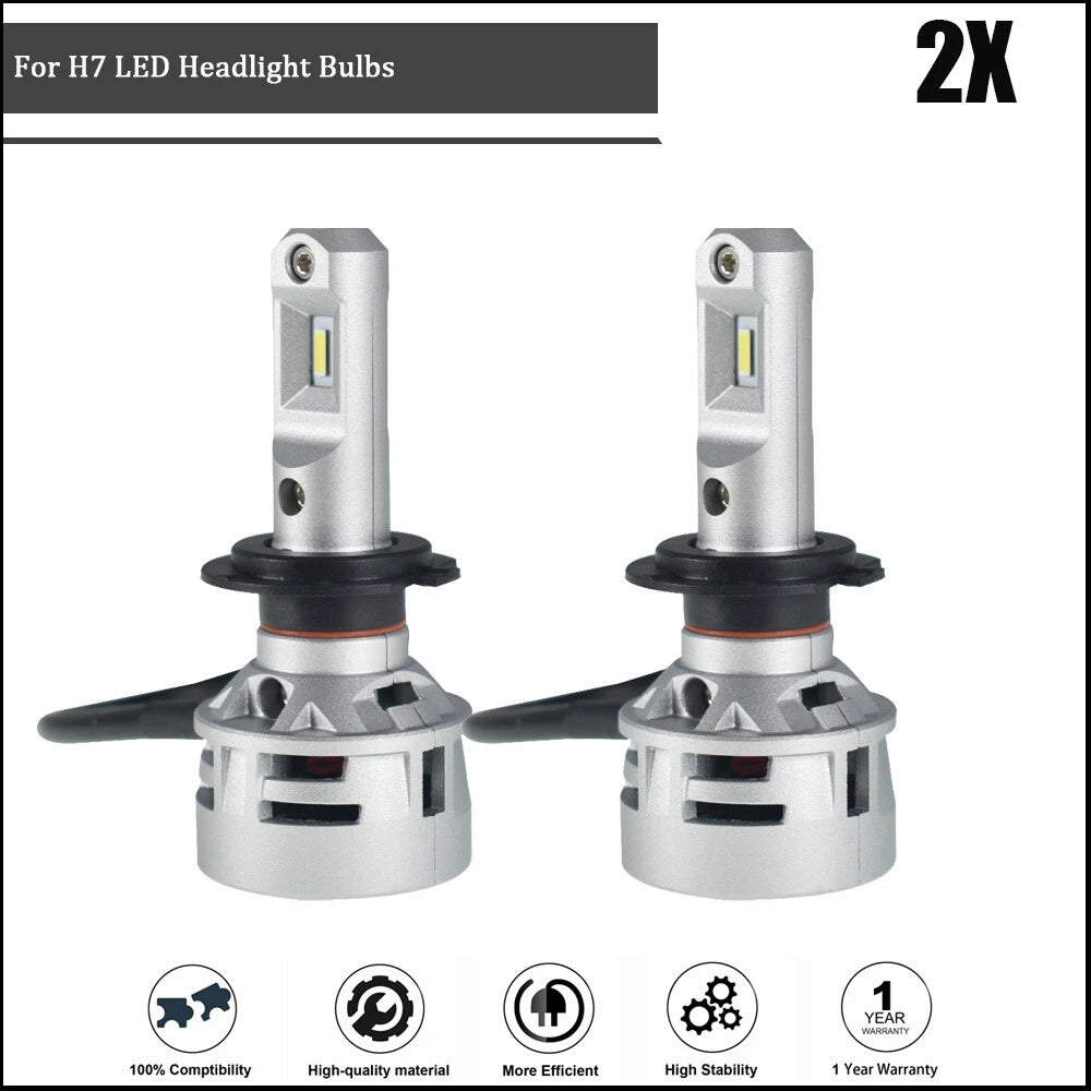 2X H7 Headlight Bulbs for Conversion Kit (Cool White, 60W, 10000LM)