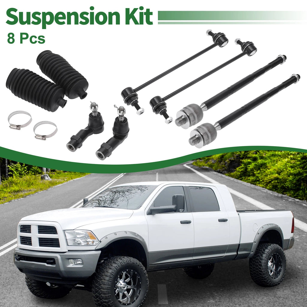 8 Pcs Front Suspension Kit Tie Rod Ends and Sway Bar Links for Dodge (2001–2016)