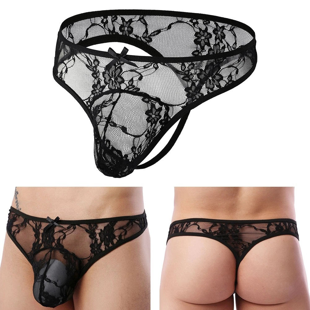 Black T-back lingerie for gifting (95% Nylon)