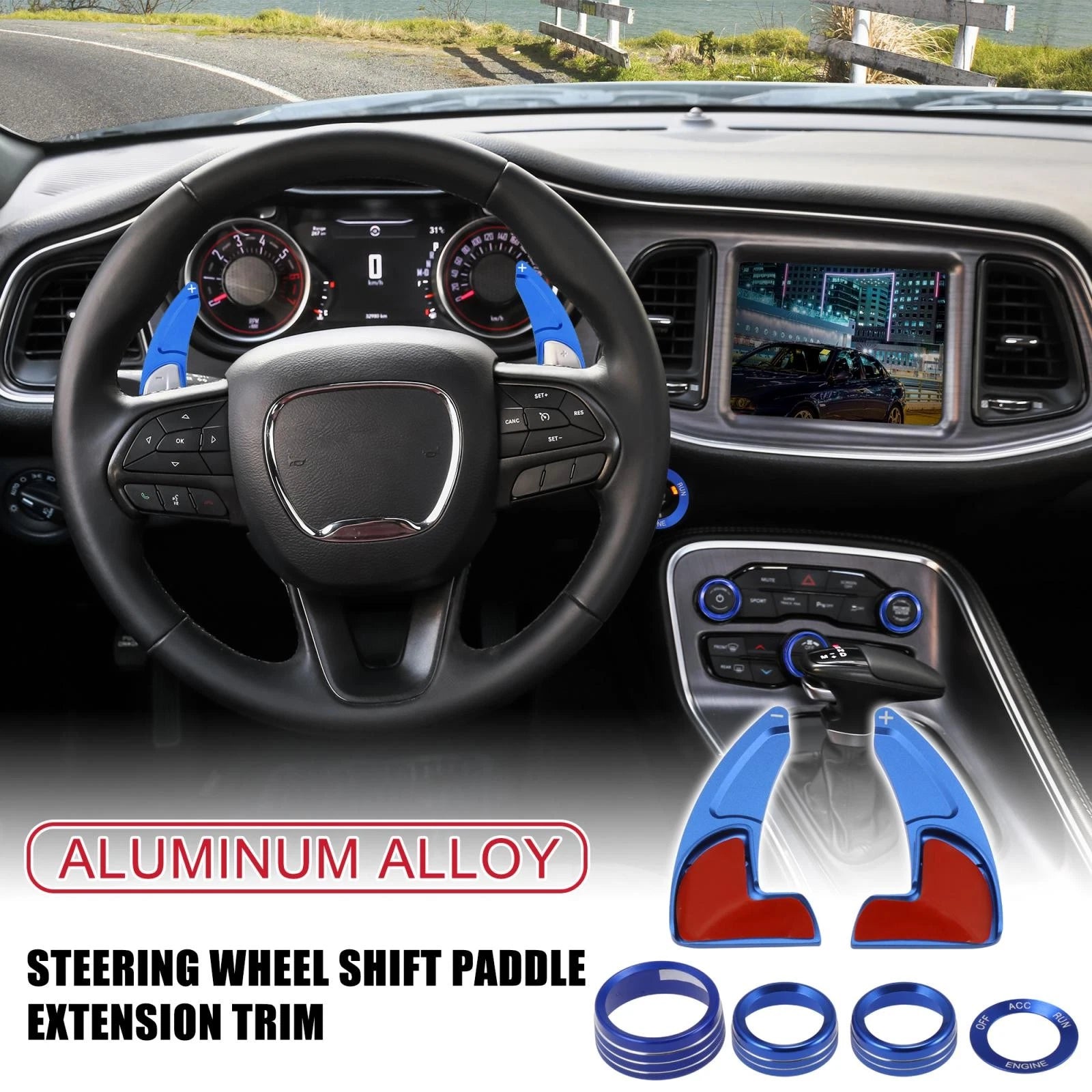 Steering Wheel Shift Paddle Extension Trim Set for Dodge Charger Challenger (2015–2023)