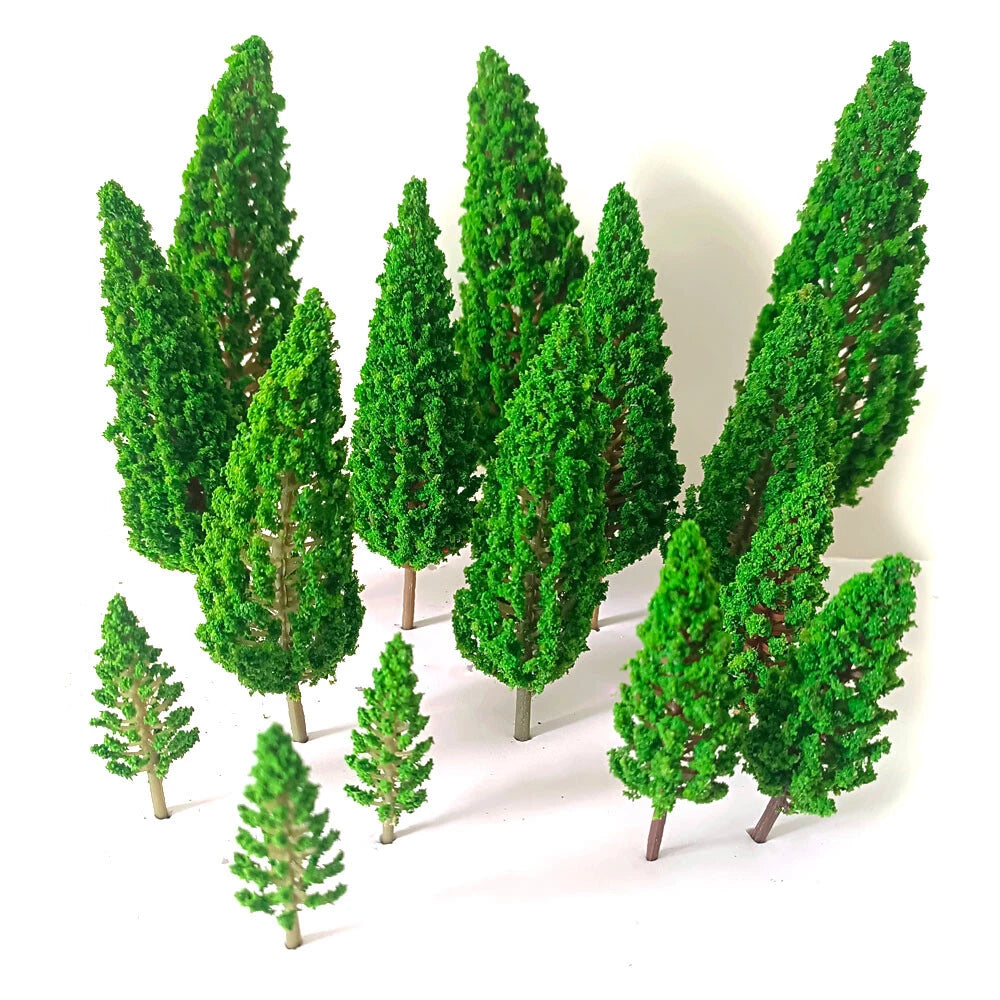 15Pc Mix Size Miniature Model Tree Train Railroad Wargame Park Landscape Scenery