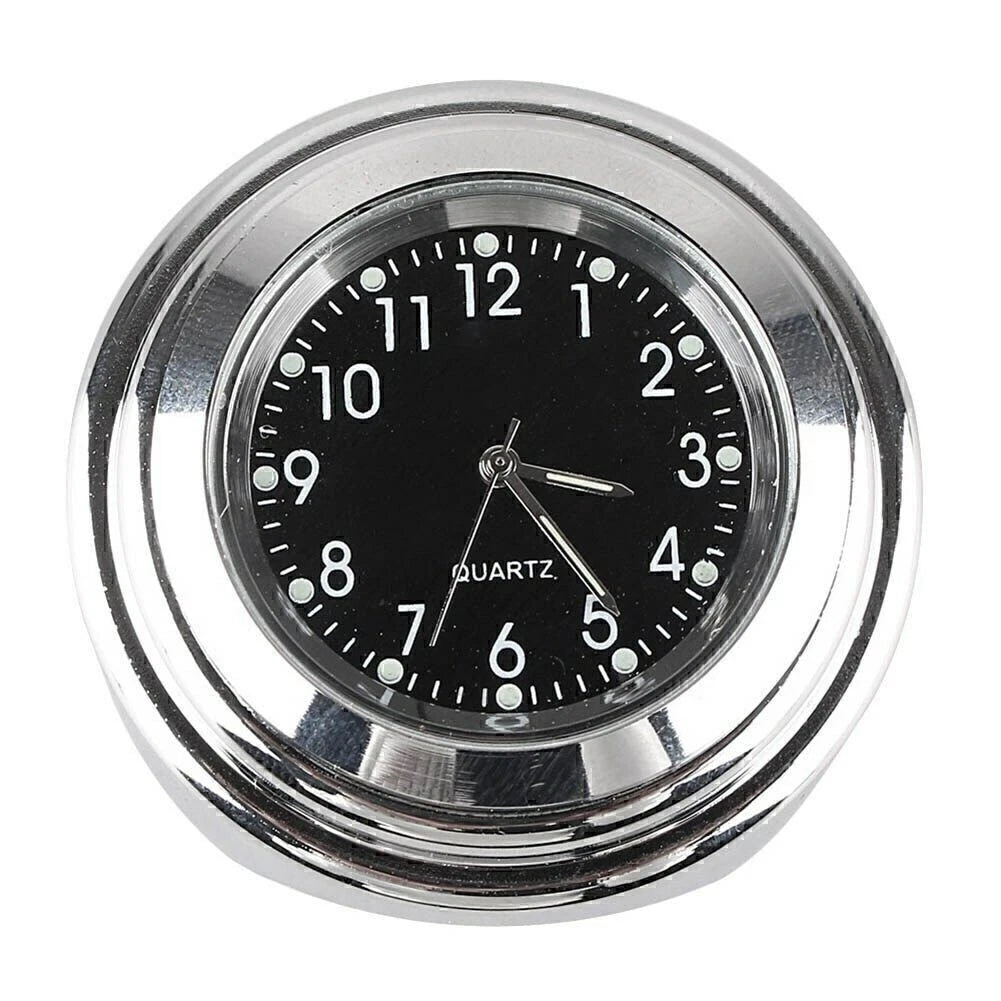 7/8" 22mm Motorcycle Bike Chrome Dial Handlebar Waterproof Glow-Watch Clock