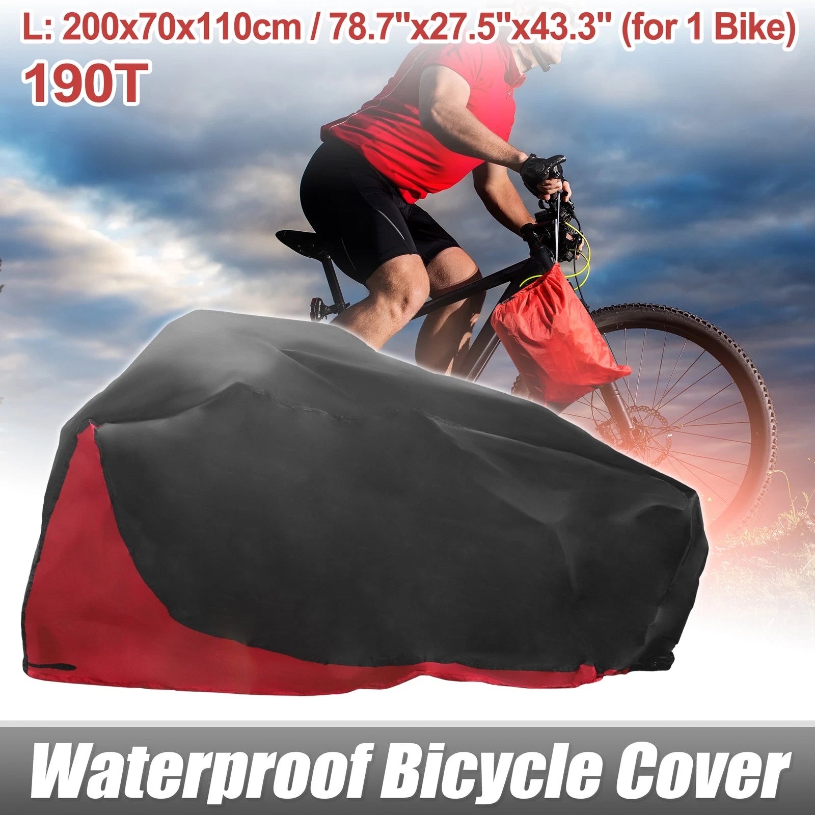 Waterproof Bike Cover for 1 Bicycle Red Rain Sun Dust Protector (Bicycle)