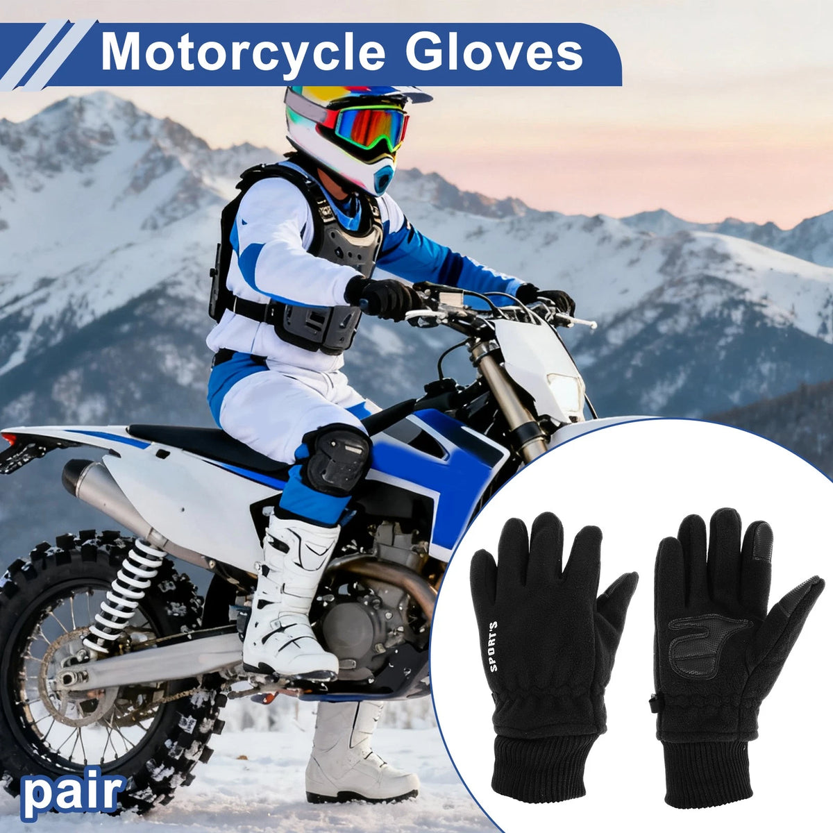 Full Finger Cycling Gloves for Women Mountain Biking Double Fleece Black