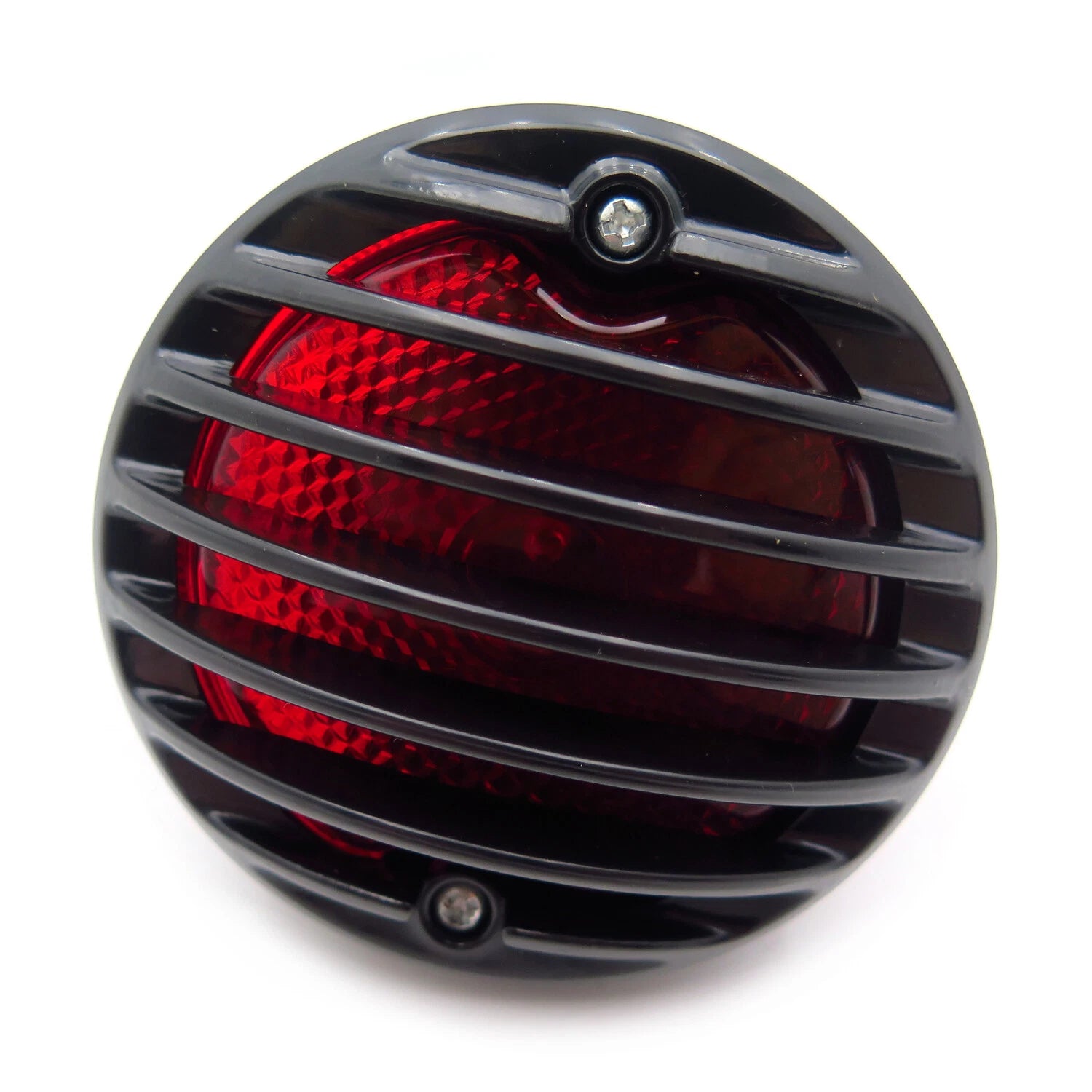 LED Tail Brake Light Grille for HTTMT Motorcycle (Ribbed, Black Plastic)