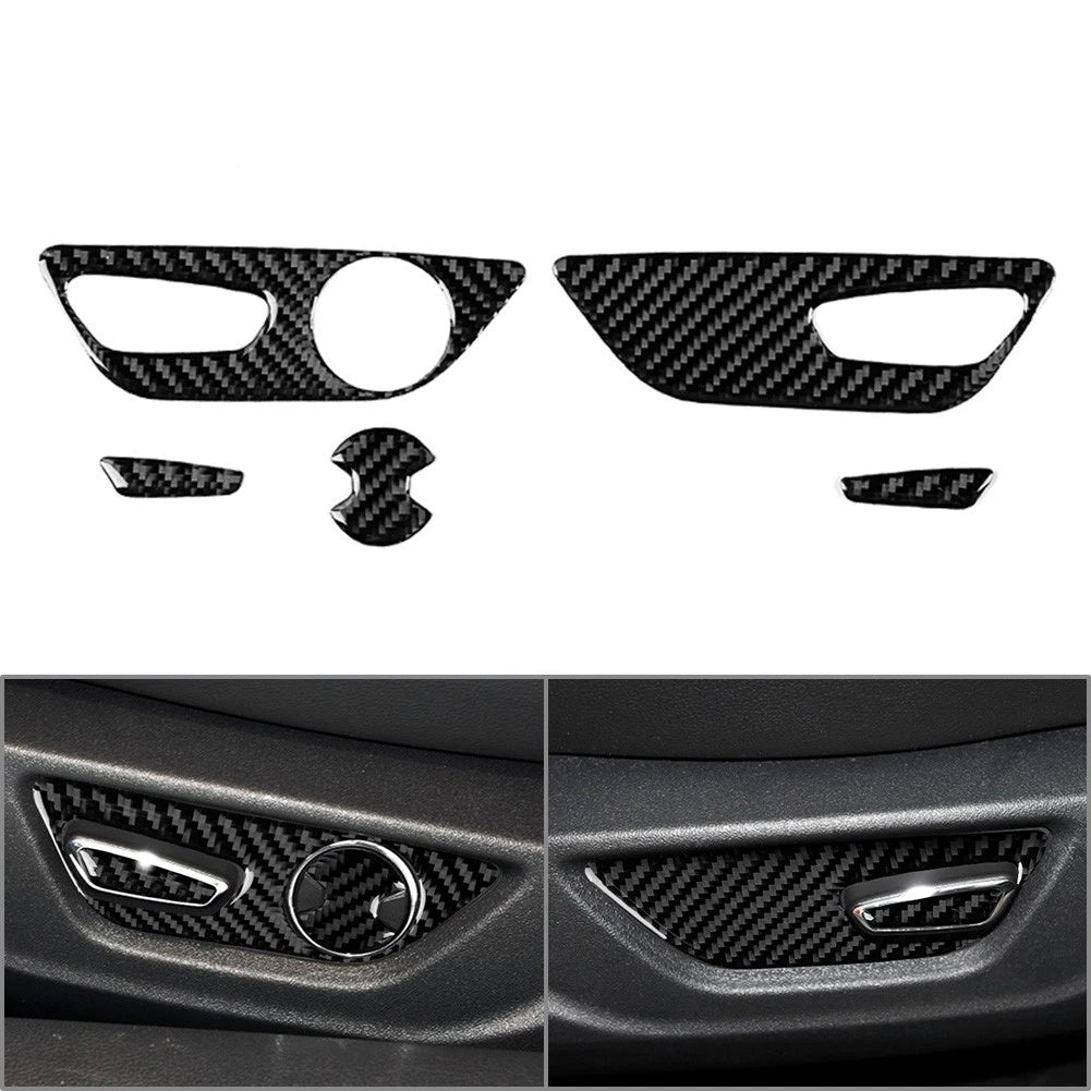 5PCS Carbon Fiber Seat Adjustment Switch Button Cover for Ford Mustang (2015–2023)