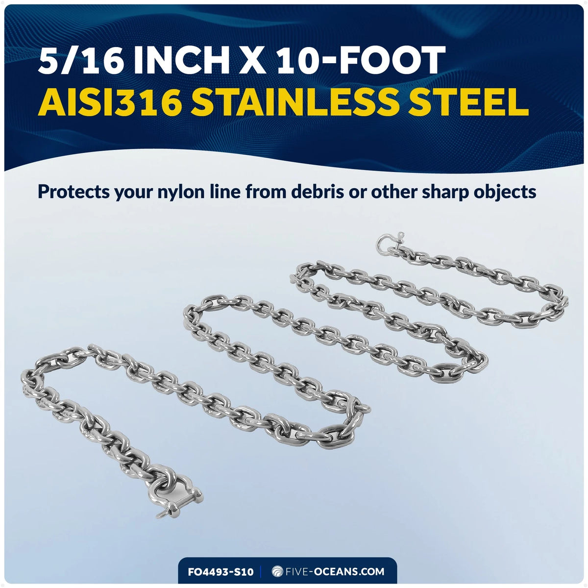 5/16" Boat Anchor Chain with 2 Shackles for Marine Use (HTG4)
