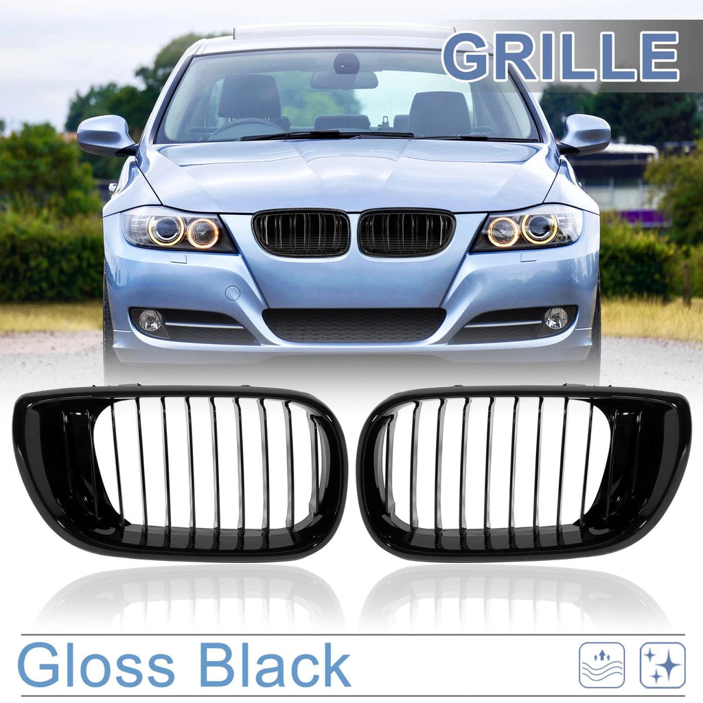 Gloss Black Front Kidney Grille Grill for BMW E46 3 Series (2002–2004)