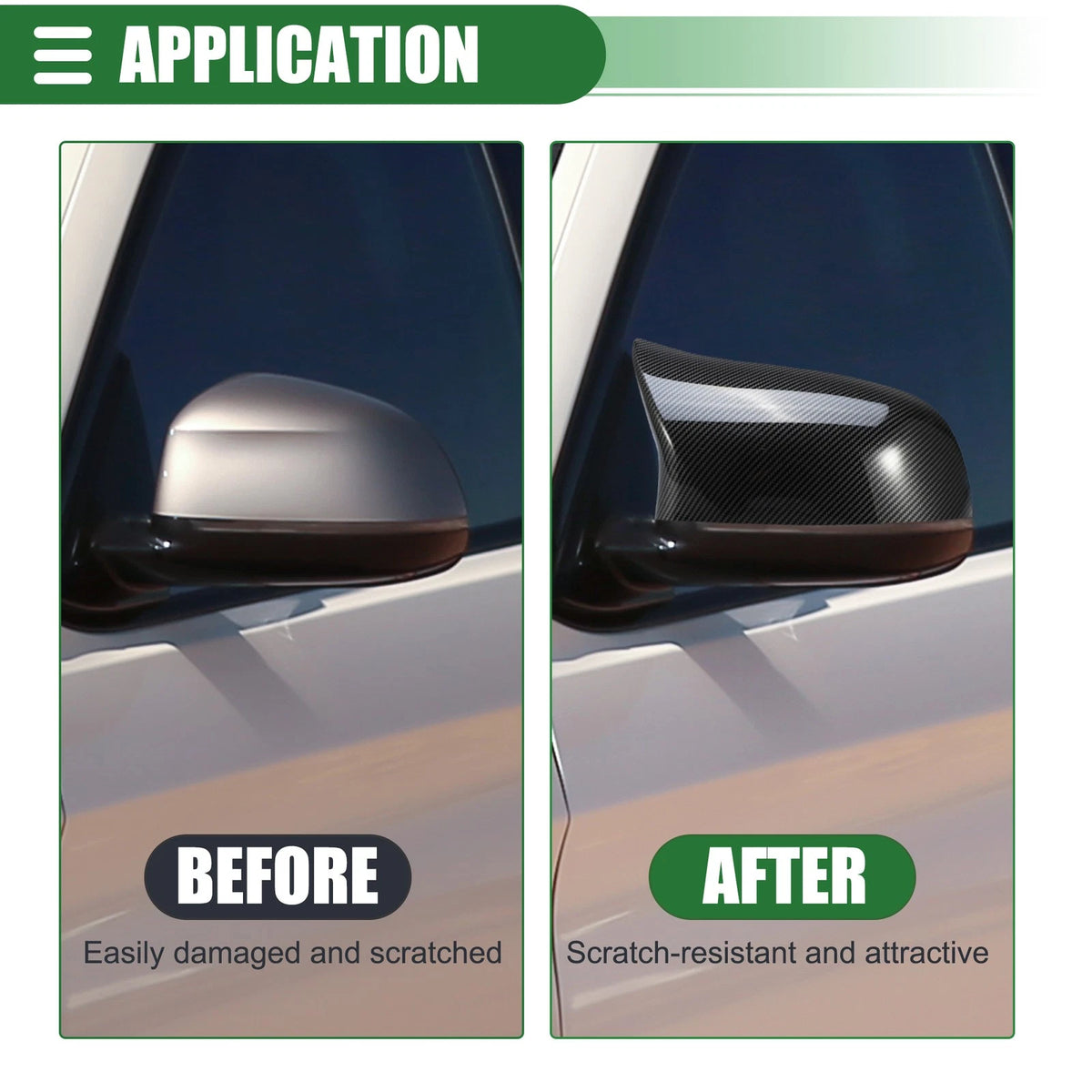 Rearview Mirror Cover Pair Left Right Replacement for BMW X5 X6 (2014–2017)