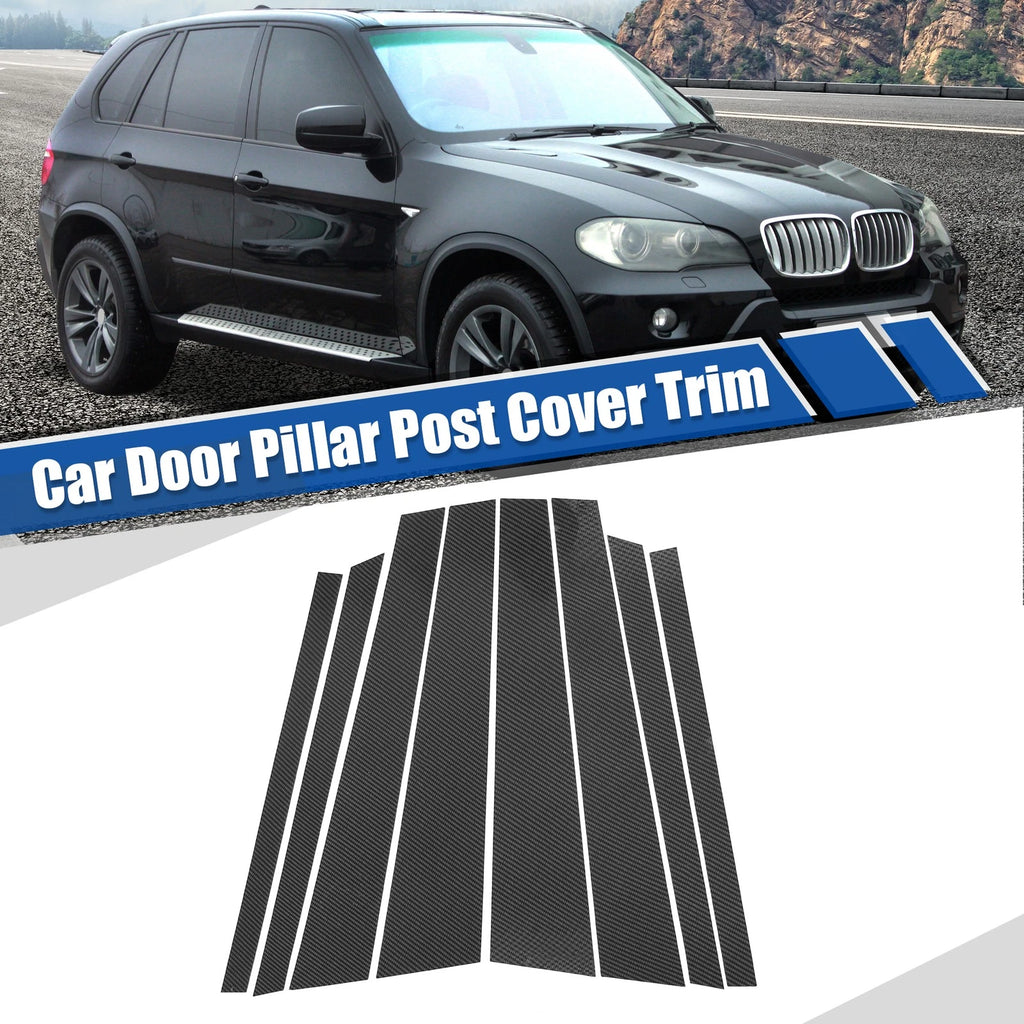 Car Door Window Pillar Post Cover Trim Gloss Carbon Pattern for BMW X5 (2007–2014)