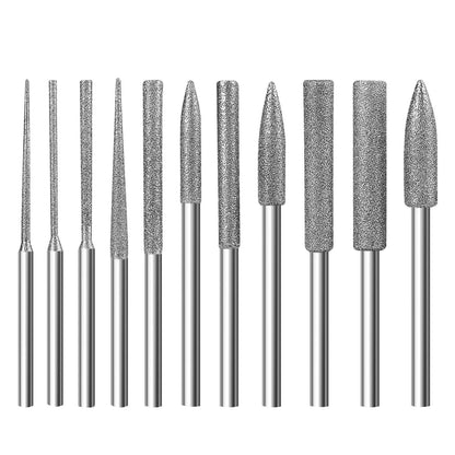 11PCS Diamond Burr Bits Rotary Tools Kit for Various Applications