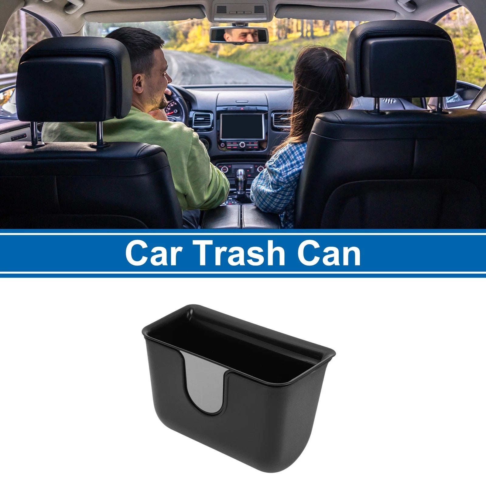 Car Trash Can for Universal Fit (1 Pc) - Seat Back Plastic Square Black