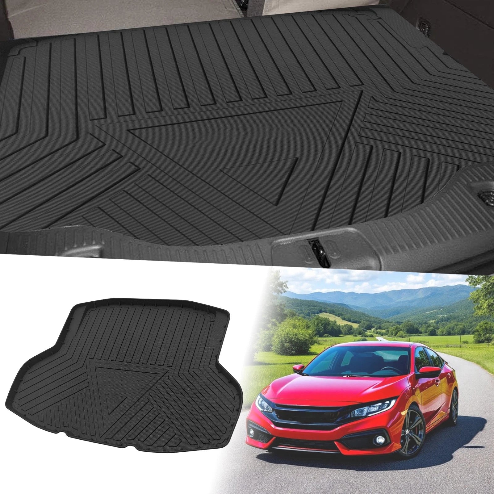 Rear Trunk Cargo Liner Flat Face for Honda Civic (2016–2021) TPE 1 Piece