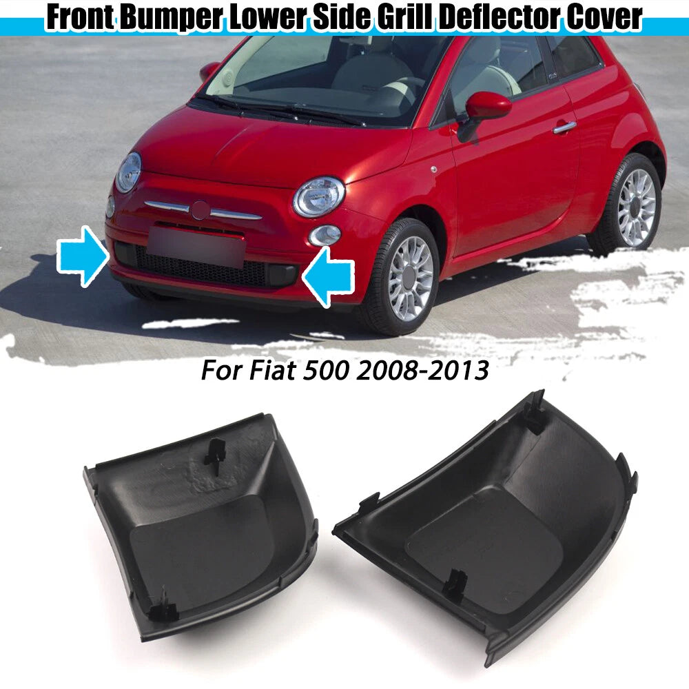 2X Front Bumper Lower Side Grill Deflector Covers 735455037 for Fiat 500 (2008–2013)