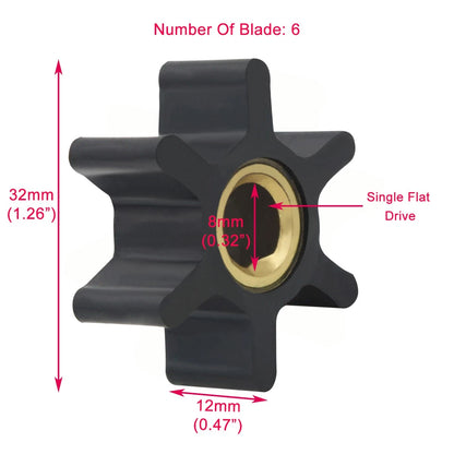 Jabsco Pump Flexible Impeller for (14750-0003, 128170-42070, 128176-42071)
