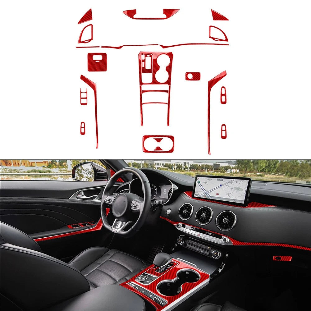 25 Piece Carbon Fiber Interior Fairing Set for Kia Stinger (2018–2023)
