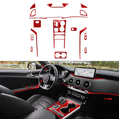 25 Piece Carbon Fiber Interior Fairing Set for Kia Stinger (2018–2023)