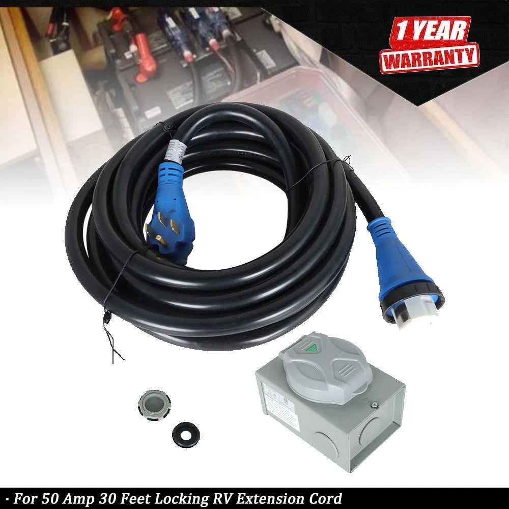 50 Amp Locking RV Extension Cord for RVs (125V/250V)