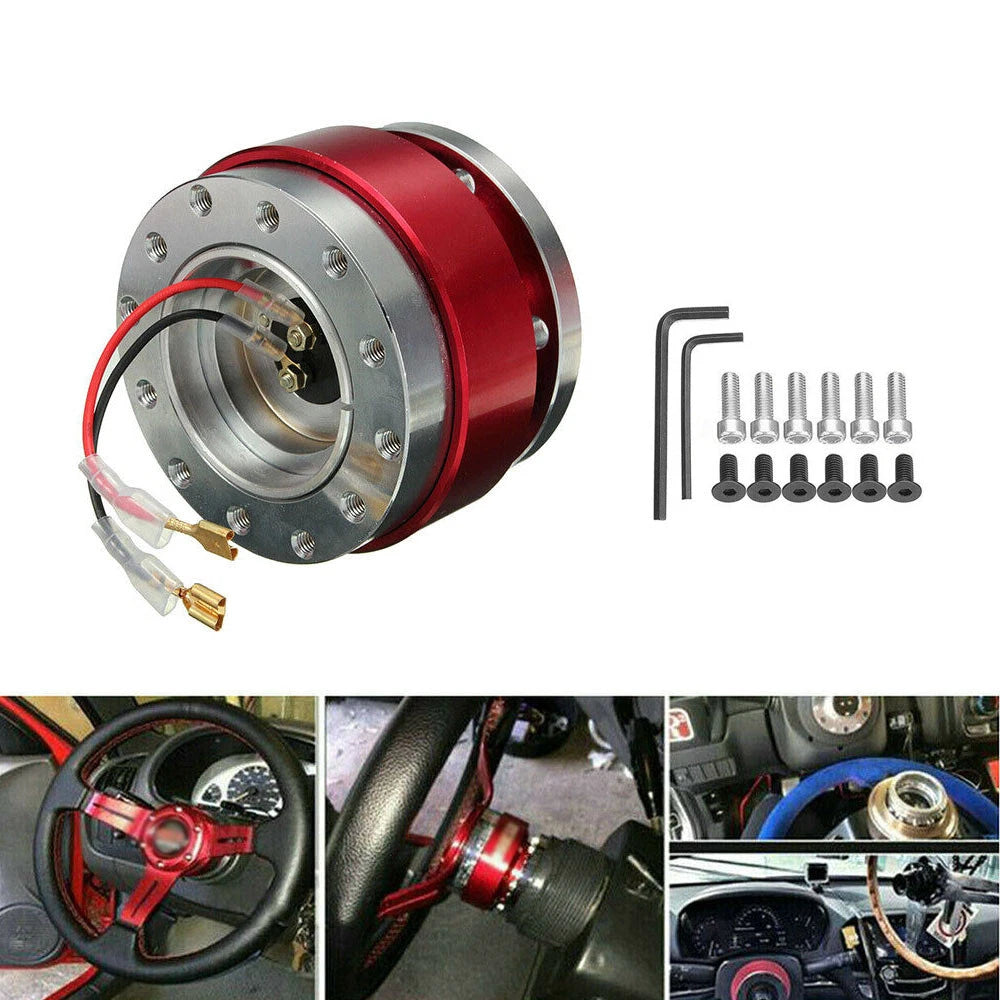 Steering Wheel Quick Release Hub Adapter for Universal Vehicles (Red)
