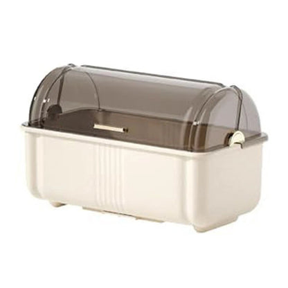 Dish Rack with Dustproof Lid and Removable Drainboard for Kitchen Organization