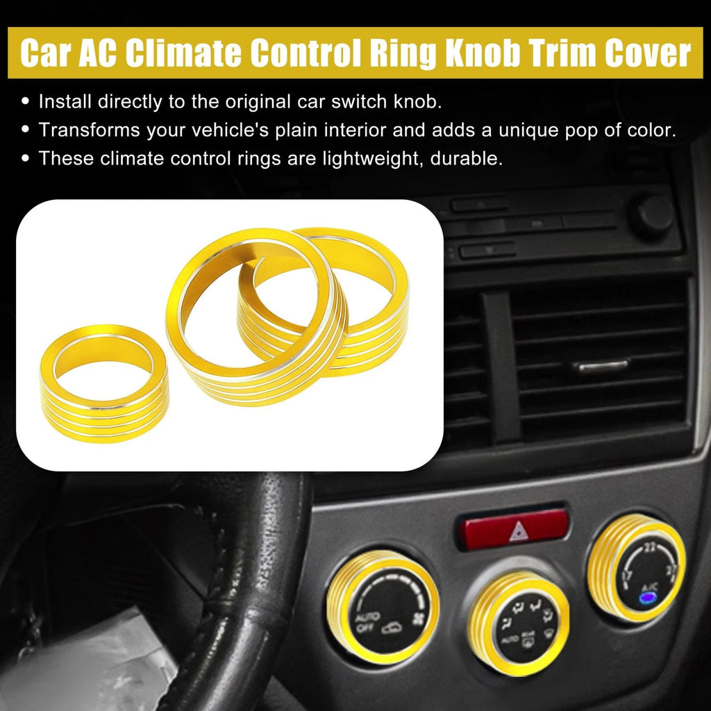 3pc Gold Tone AC Climate Control Knob Ring Trim for Subaru Forester (2014–2018)