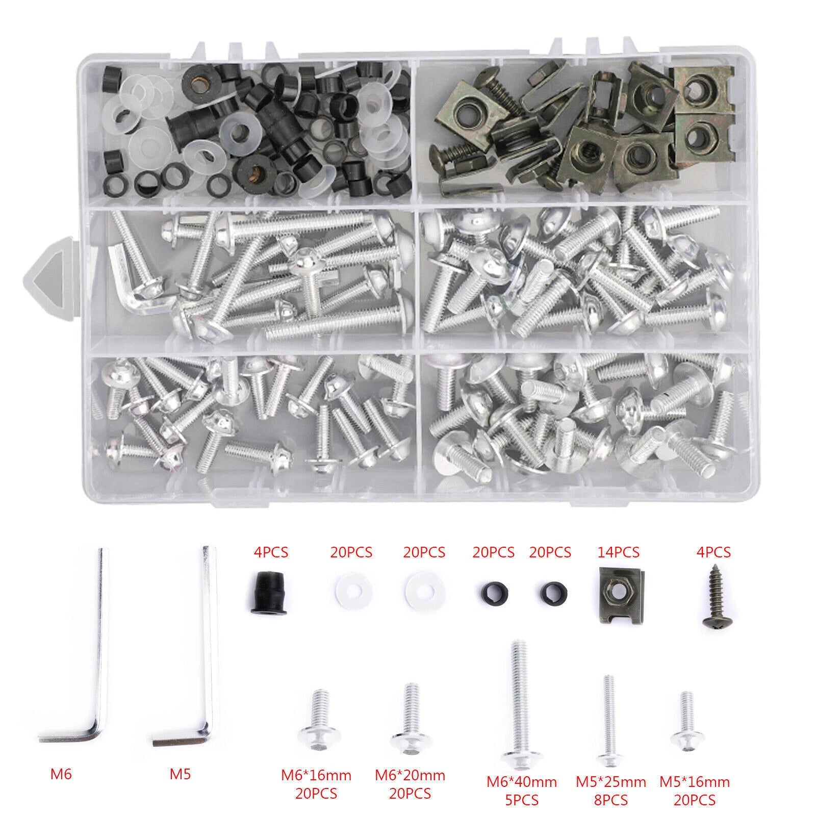 177PCS Fairing Bolts Kit M5/M6 for Sportbikes (Universal)