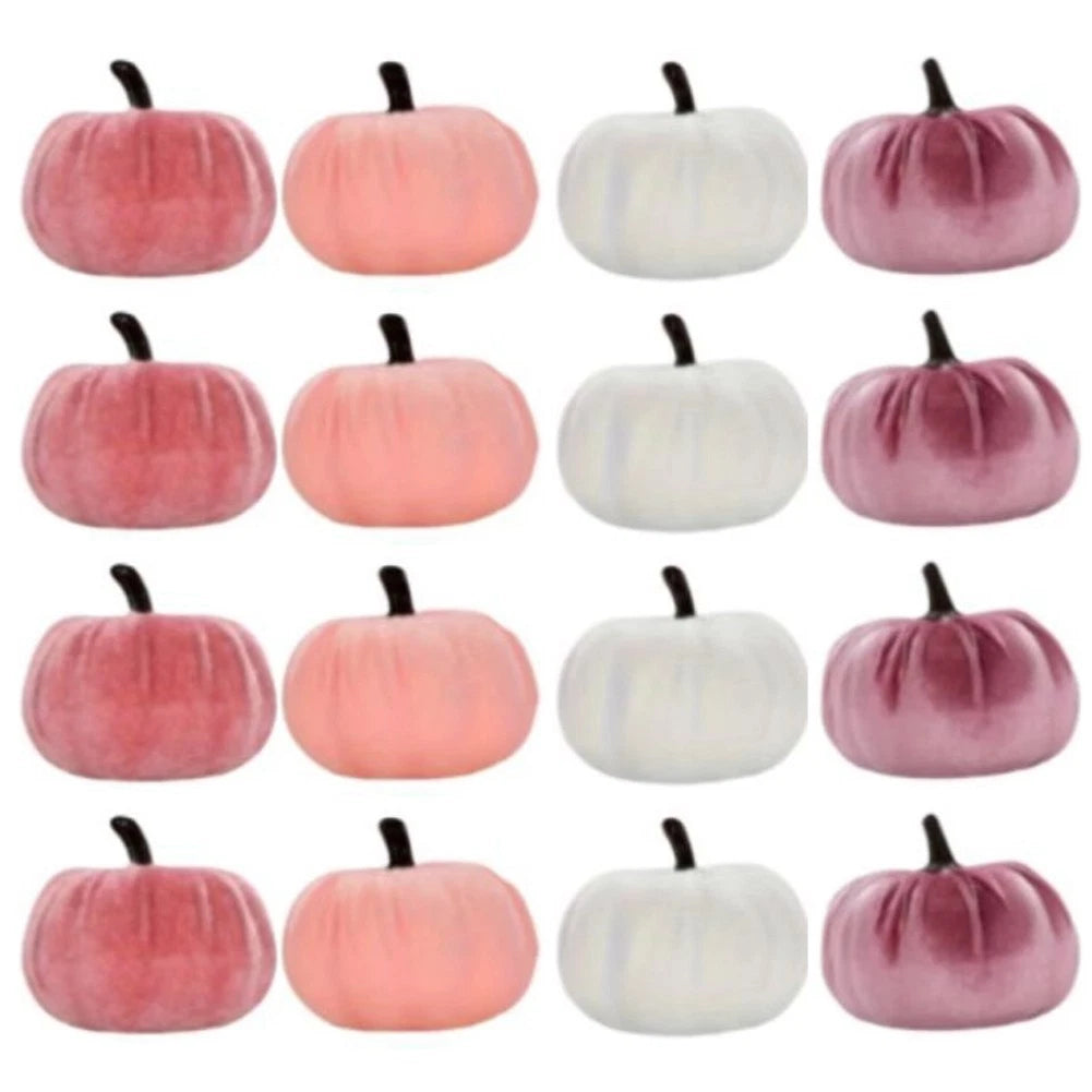 12 Pcs Velvet Artificial Pumpkins for Fall Party Decoration