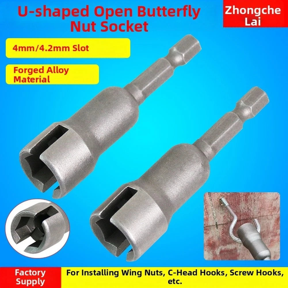 Alloy Forged Slotted Butterfly Nut Socket Wrench 14 Hex Drive