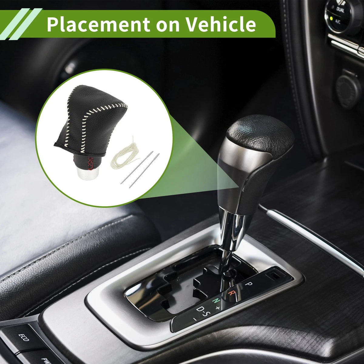Gear Shift Knob Cover Pebbled Black Beige for Lexus ES300h (2018–2023)