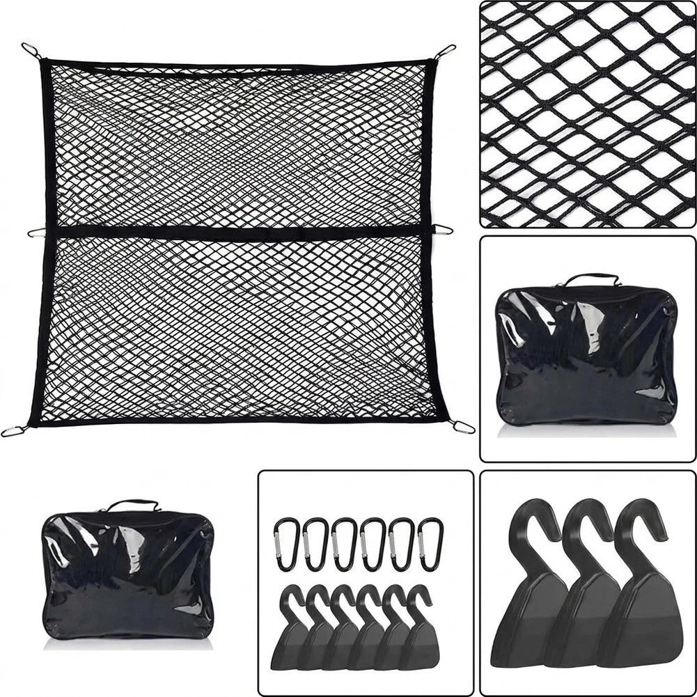 Elastic Cargo Net 120x120cm with 6 Hooks for Vans SUVs RVs