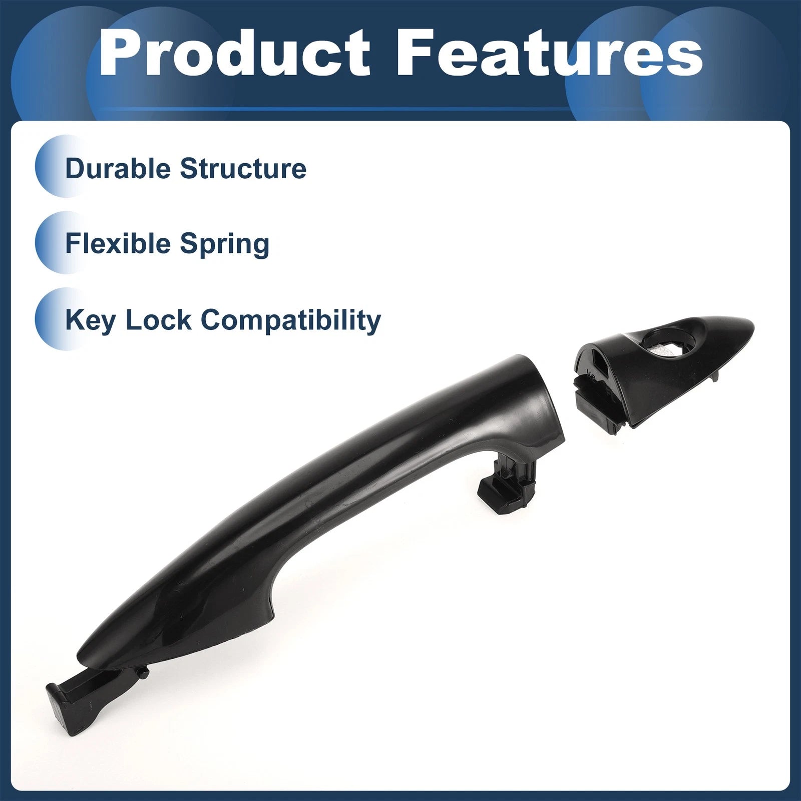 Front Left Door Handle for Kia Rio (2011) - Black