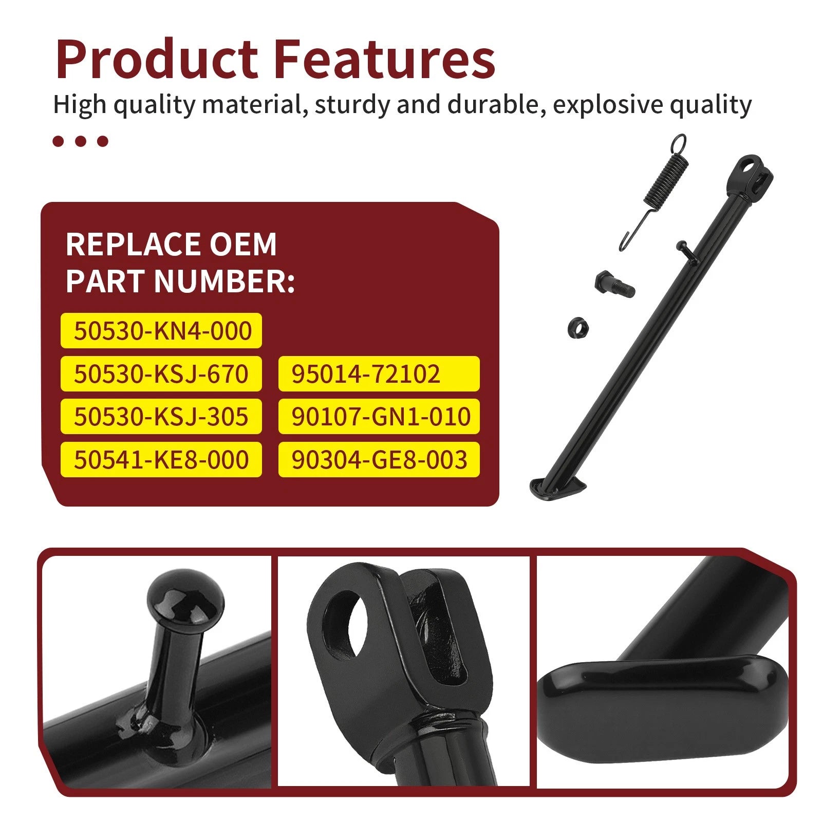 Side Kick Stand Assembly w/ Spring Bolt for Honda CRF100F XR100R (2004–2013, 1985–2003)