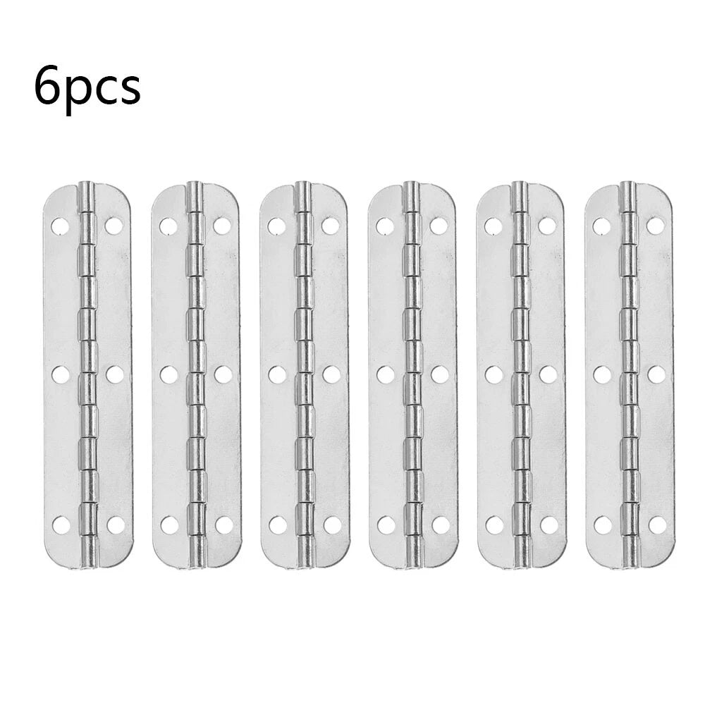 Set of 6 Silver Cabinet Hinges for Toolbox (65mm x 15mm)
