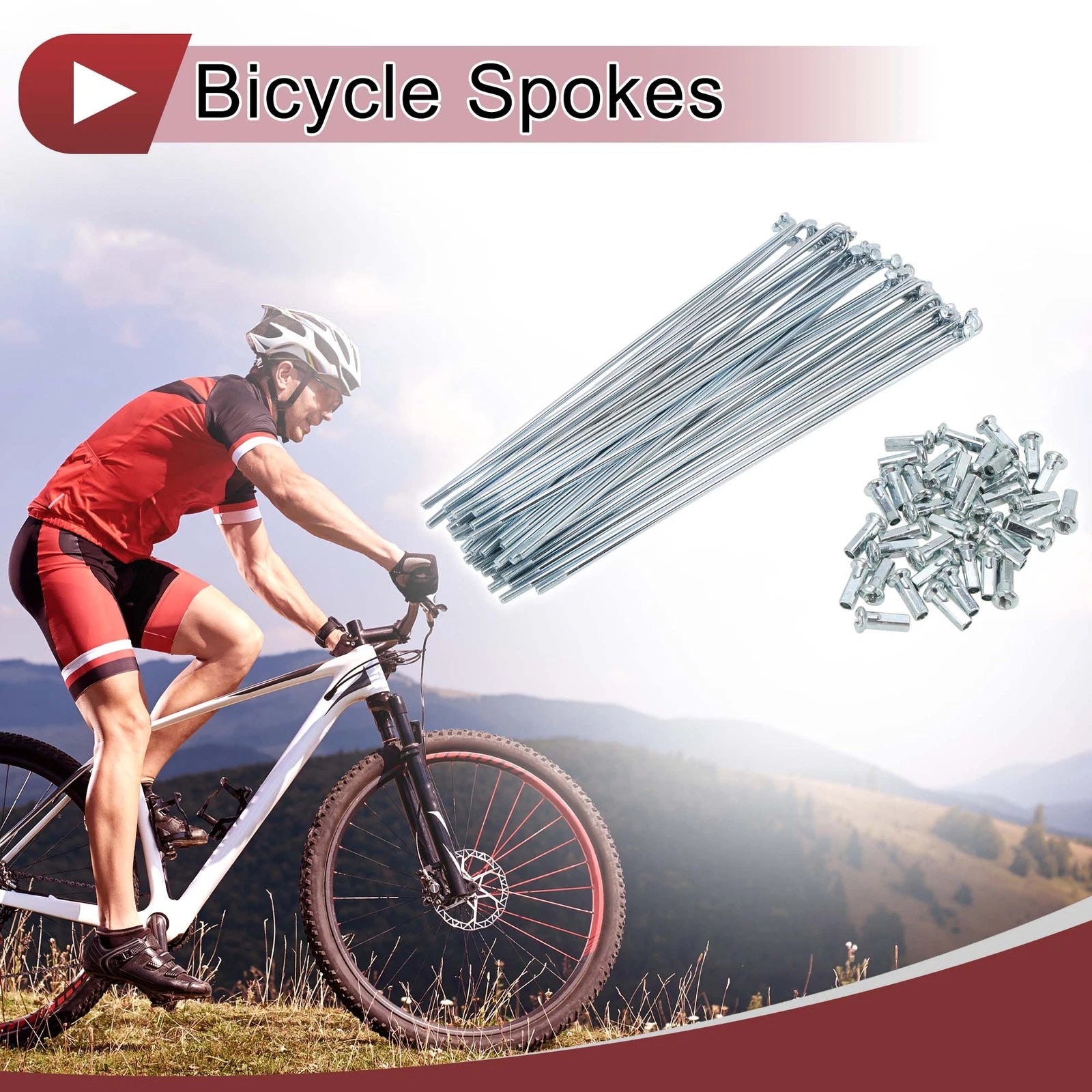 Bicycle Spokes Set 12G 163mm Galvanized Carbon Steel for Wheel (—)