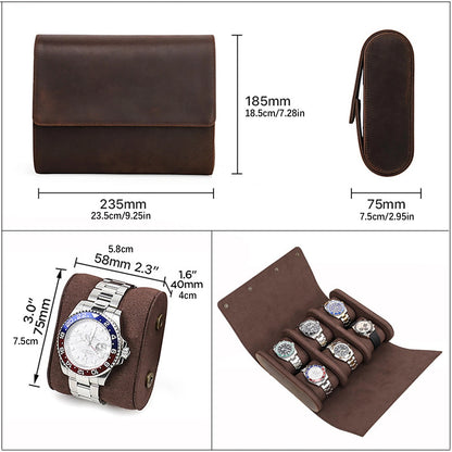 6 Slots Watch Roll Storage Box for Jewelry Display Travel Case