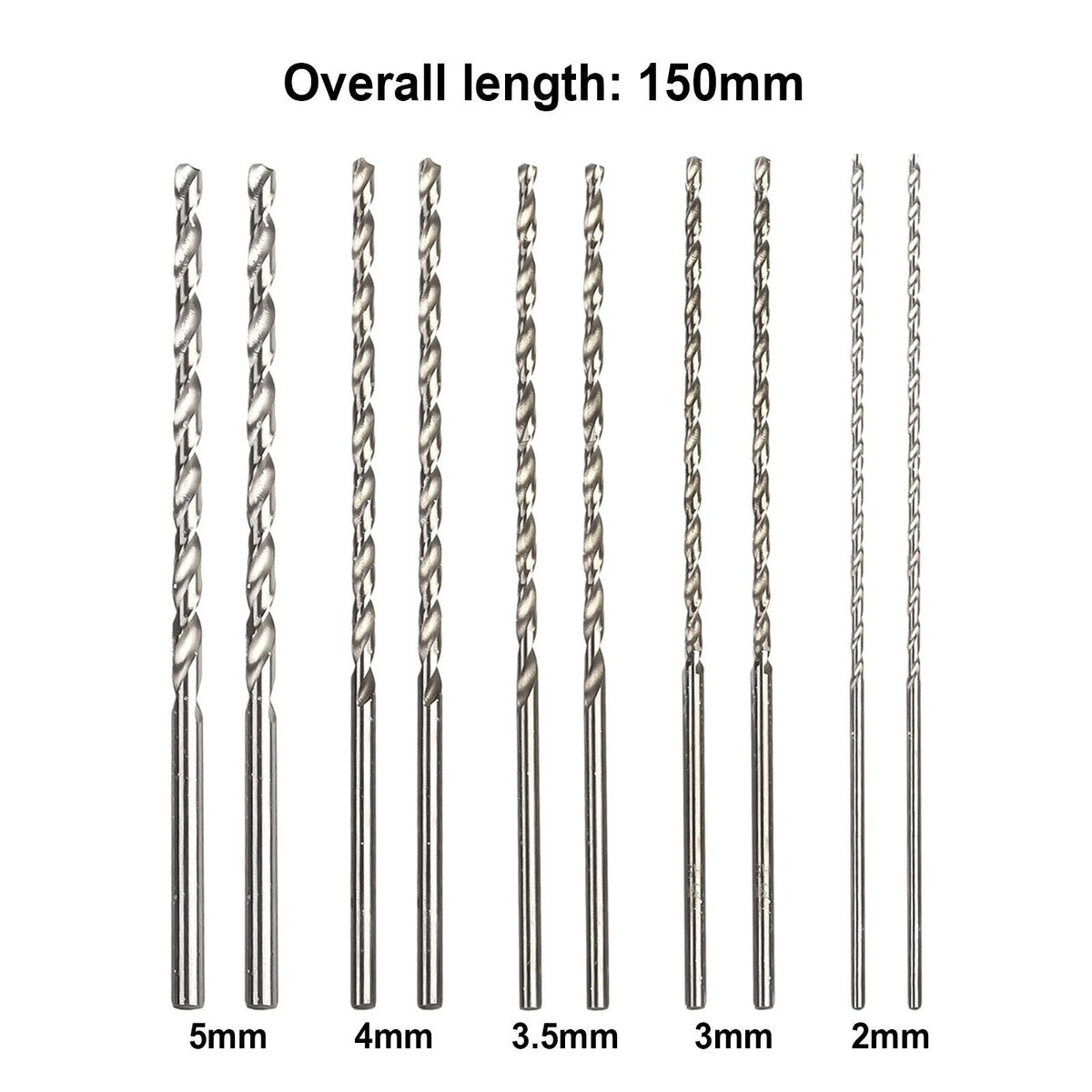 10-Piece Extra Long Drill Bit Set for Various Materials