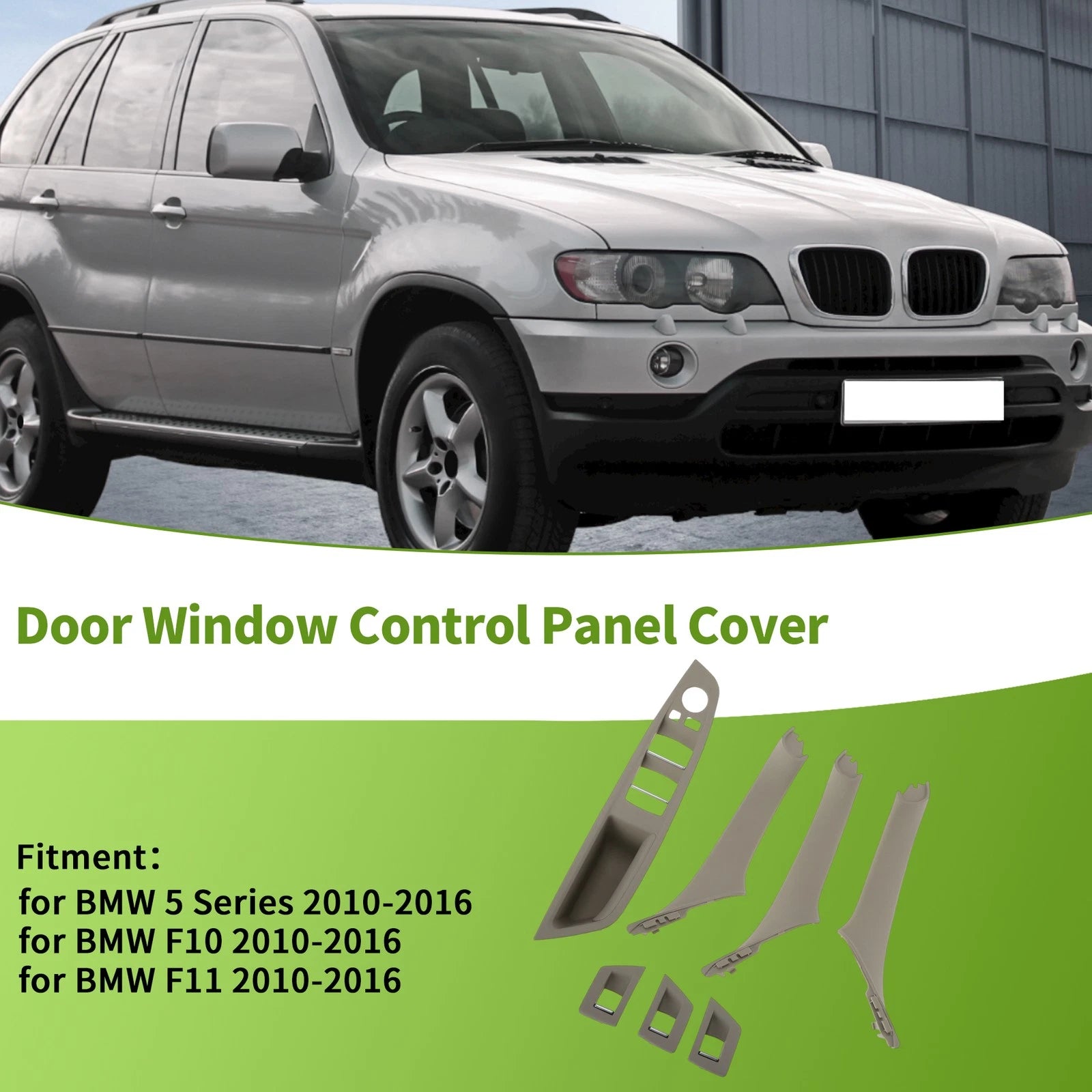 7 Pcs Front Left Window Switch Bezel Cover for BMW 5 Series (2010–2016)