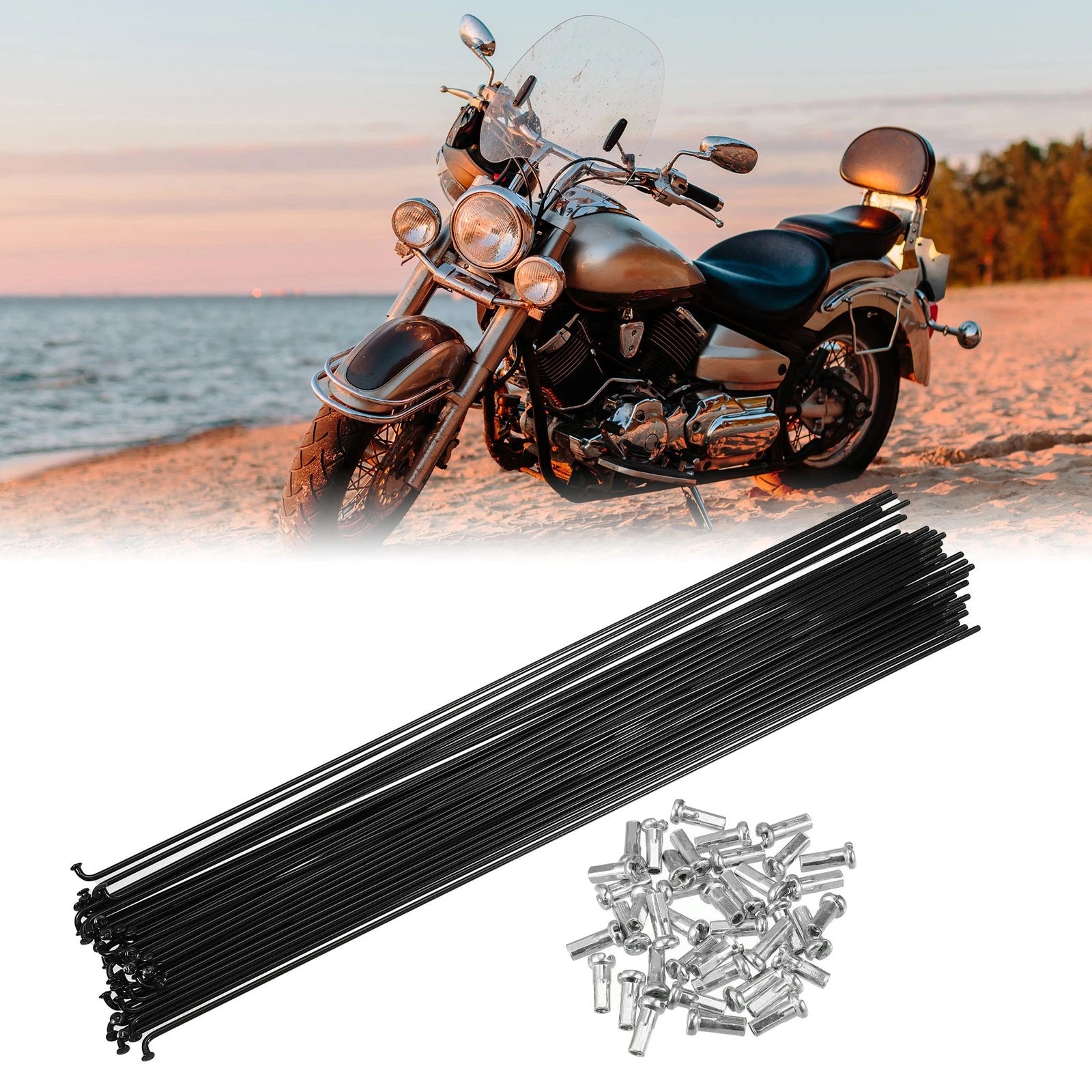 Bicycle Steel Spokes 14G 297mm Replacement with Nipples for Most Bikes