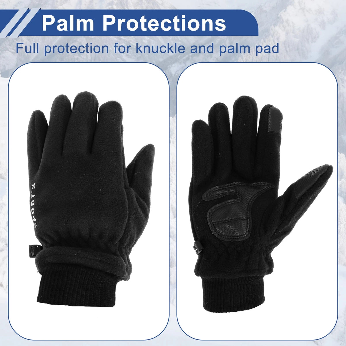 Men’s Full Finger Cycling Gloves Heavy Duty Double Fleece for Mountain Bikes (Black)