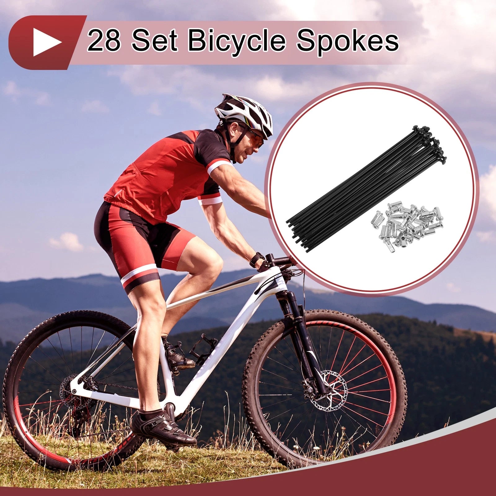 Bicycle Wheel Spokes Carbon Steel 155 mm Black for 12G Set (28)