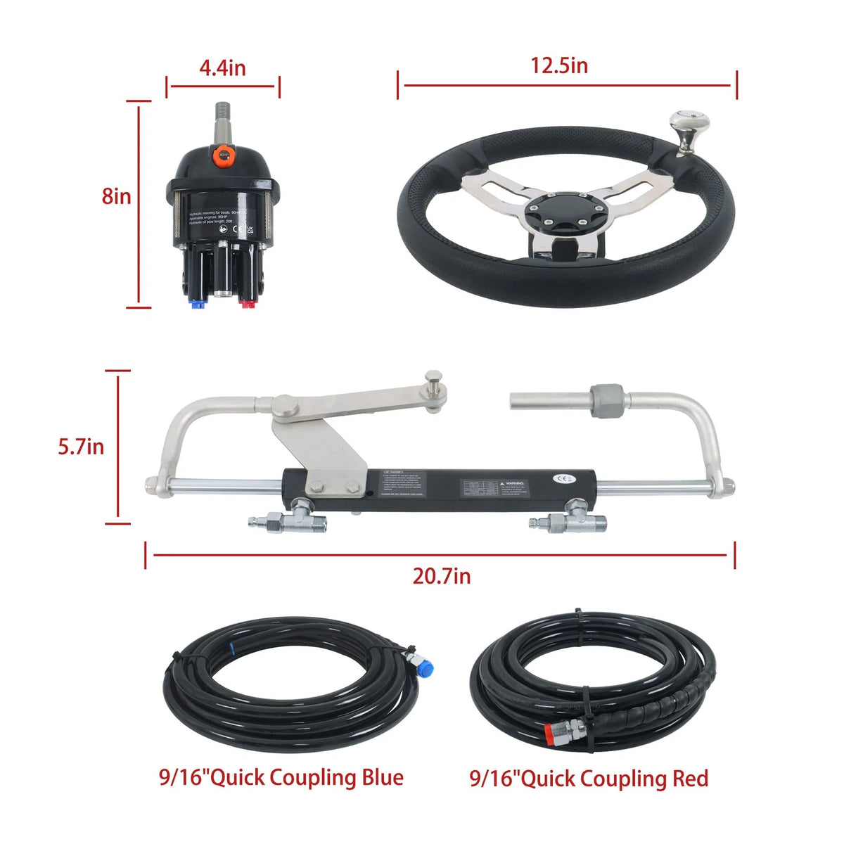 Hydraulic Outboard Steering System Kit for 90HP Boat (2010–2023)