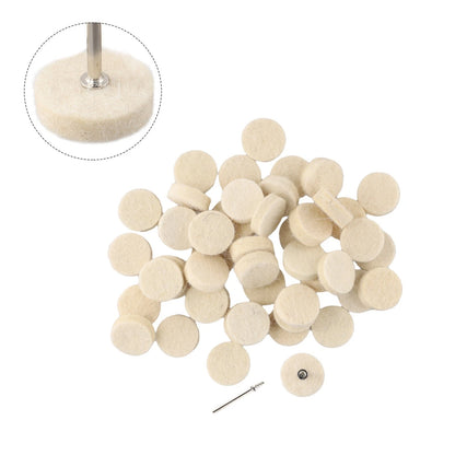 50Pcs 25mm Beige Wool Felt Polishing Buffing Wheel Disc Pad
