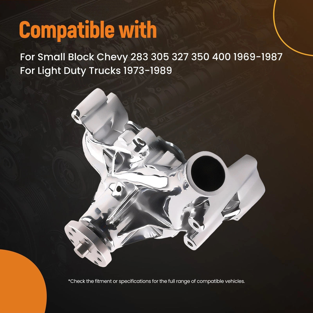 Chrome Long Water Pump for Small Block Chevy 283 305 350 400 (1960–1985)
