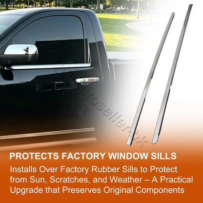 2X Window Sill Trim Molding for Chevy Silverado/Sierra Regular Cab (2014–2018)