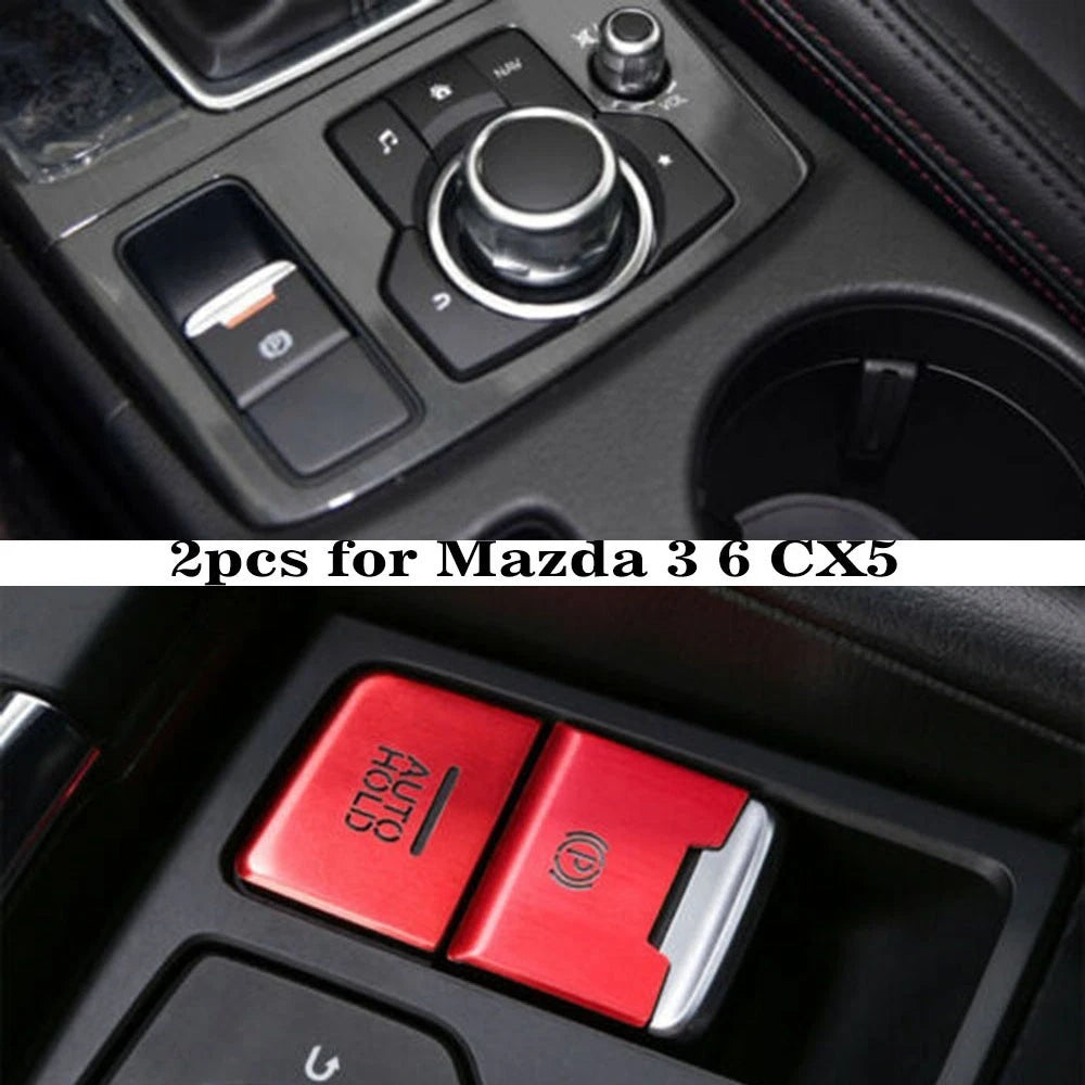 2X Brake Button Cover Trims for Mazda 3 6 CX-5 (2014–2023) Red