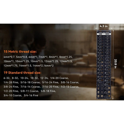 Screw Thread Identifier for Metric and Imperial Sizes (28, 34, 44 Holes)