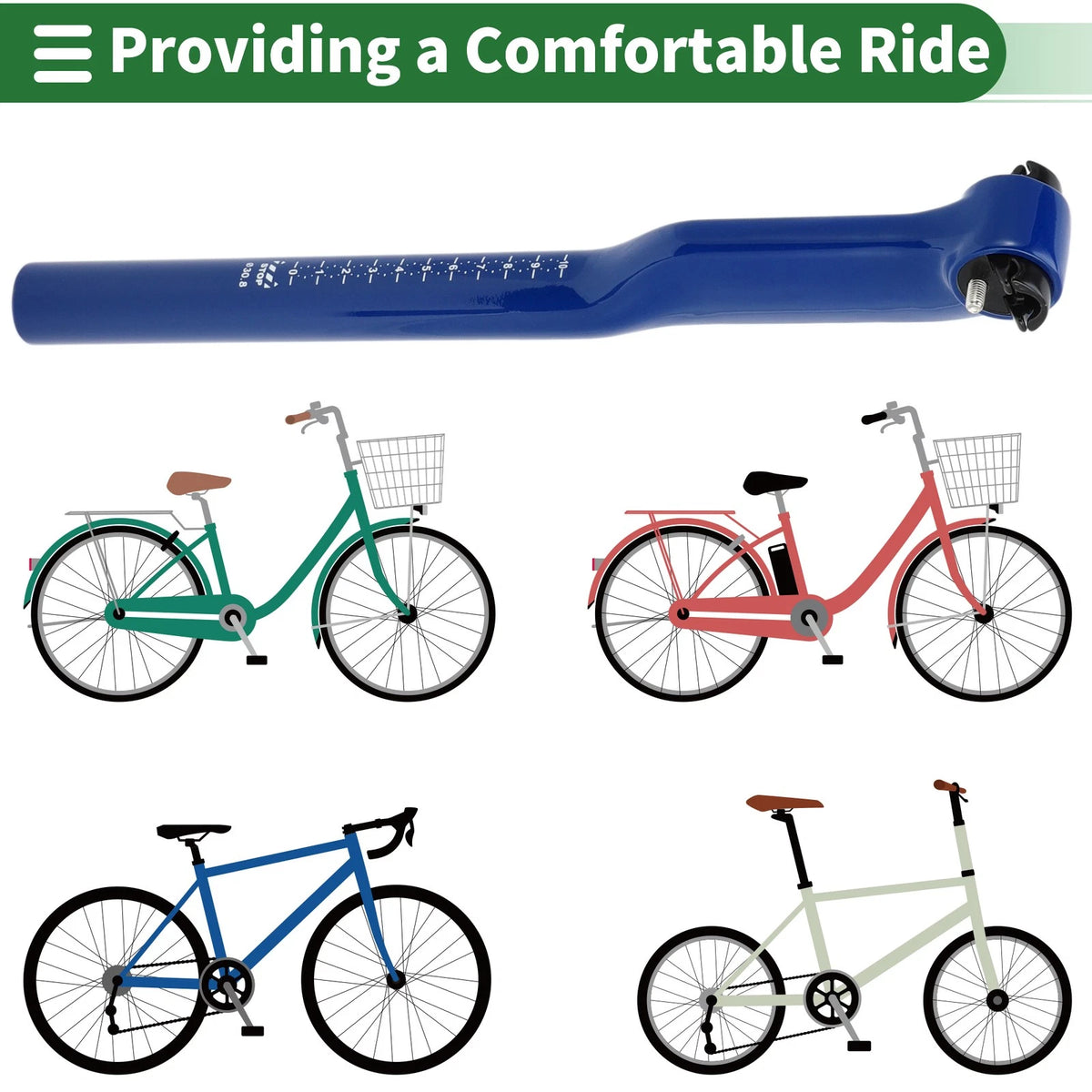 Seatpost 30.8x350mm 5 Degree Height Adjustable for Bike (2008–2021)